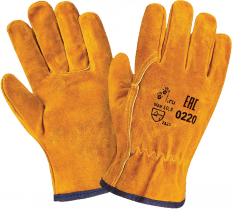 Перчатки ДРАЙВЕР, (0220), спилок, без подкладки, резинка для удерживания, кант